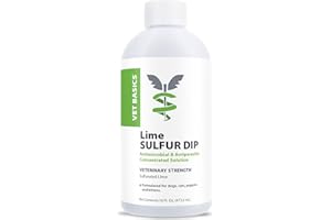 REVIVAL ANIMAL HEALTH Vet Basics Lime Sulfur Dip – Skin Itch Relief Concentrated Antimicrobial & Antiparasitic Solution for Dogs, Cats, Puppies, Kittens & Horses, Helps Manage Ringworm, Mange, Skin Irritation, 16oz