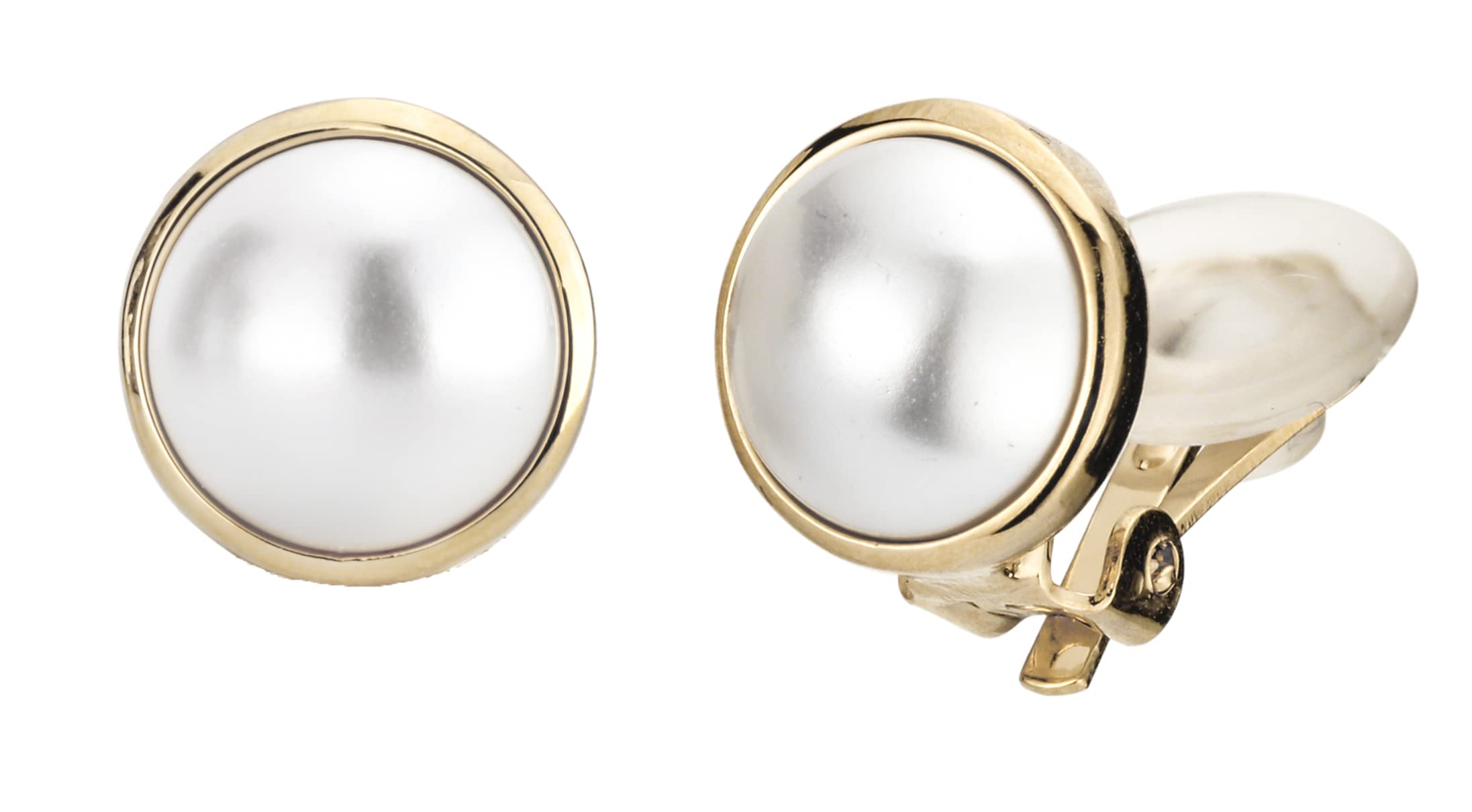 Traveller Clip-on earrings, 22 ct gold plated, Mallorca pearl, Ø 10 mm