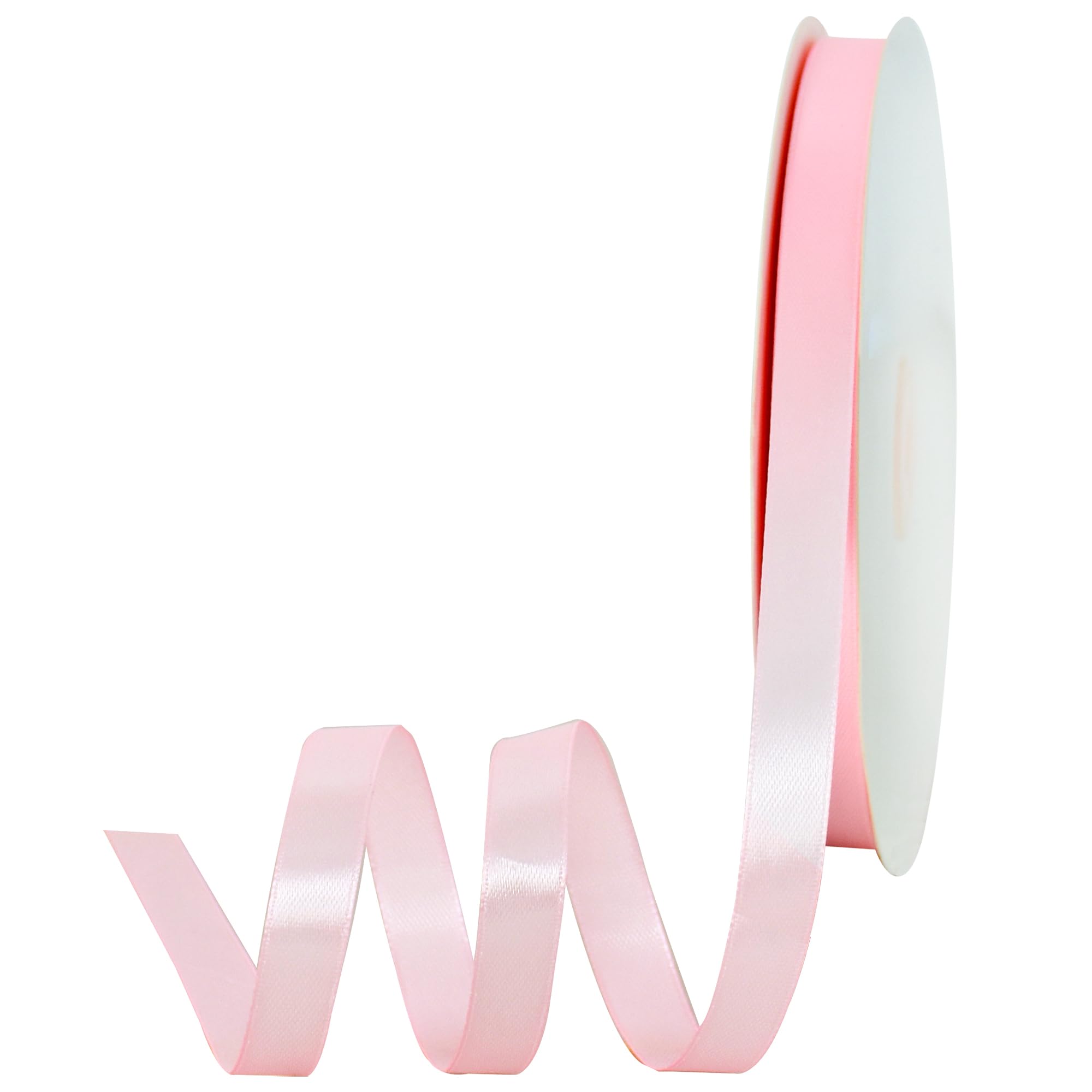 TONIFUL 1/2 Inch x 100yds Pink Satin Ribbon Thin Solid Fabric Ribbons for Invitation Gift Wrapping, Bows Craft Making, Floral Bouquets, Valentine's Day Wedding Party Decoration — image 1