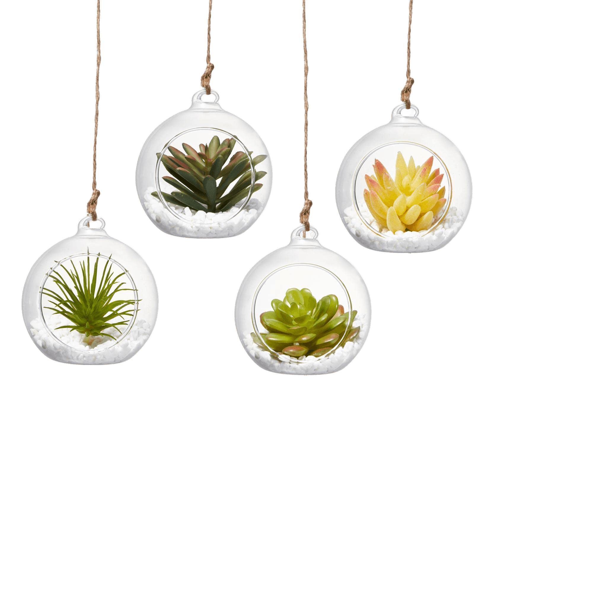 BlogBlog Hanging Glass Candle Holder, Globe Tea Light Holder, Hanging Vase, Flower Plants Terrarium, Glass Orbs Container, Micro Landscape DIY for Home, Office, Wedding (4" 4Pcs)