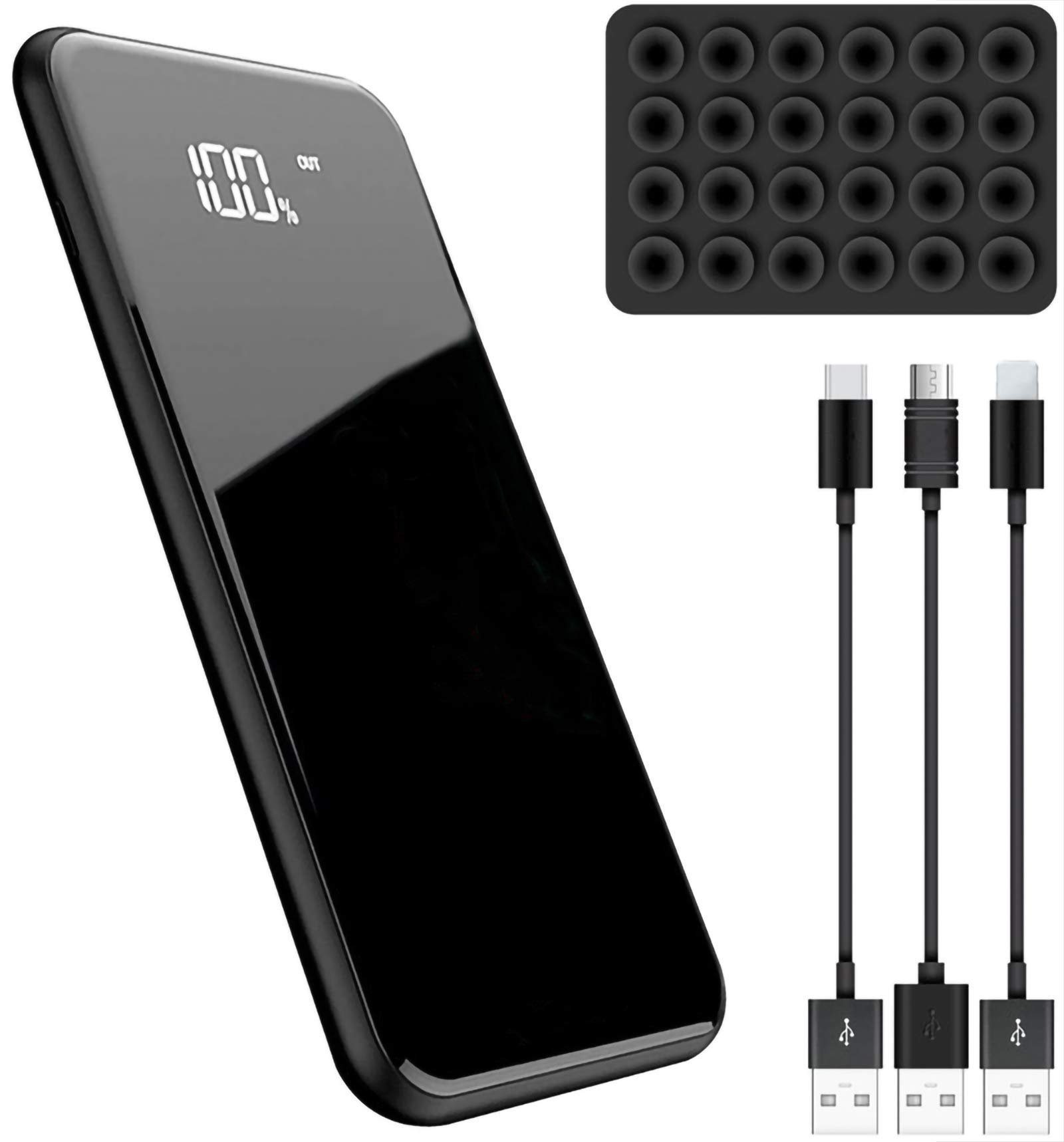 Portable Slim Power Bank Works for Samsung Galaxy Mega 6.3 at 10,000mAH with Qi Wireless, Dual Ports