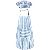 Jennice House Kids Apron and Chef Hat Set, Cute Children Baking Aprons for Cooking Baby Baking Aprons