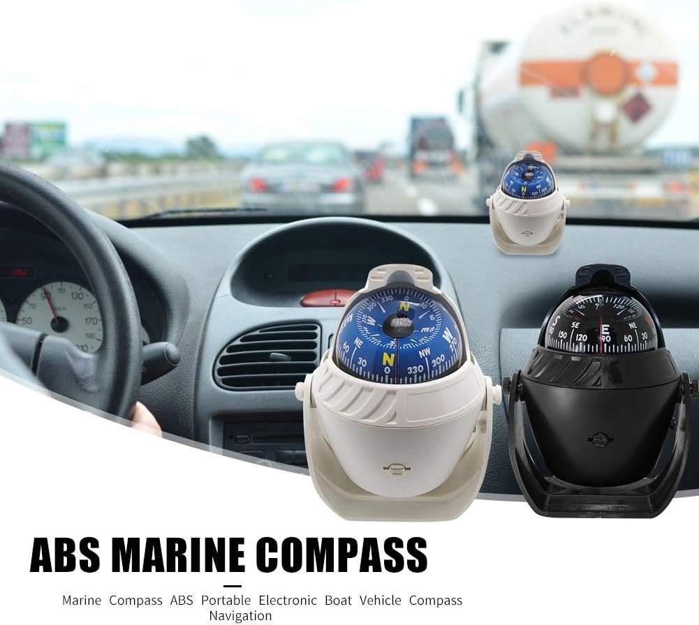 Boat Navigation Compass Dash Mount with LED Light Adjustable Marine Car Compass Dashboard Positioning Sea Digital Pivoting Electronic Compass Flush Mount: Automotive