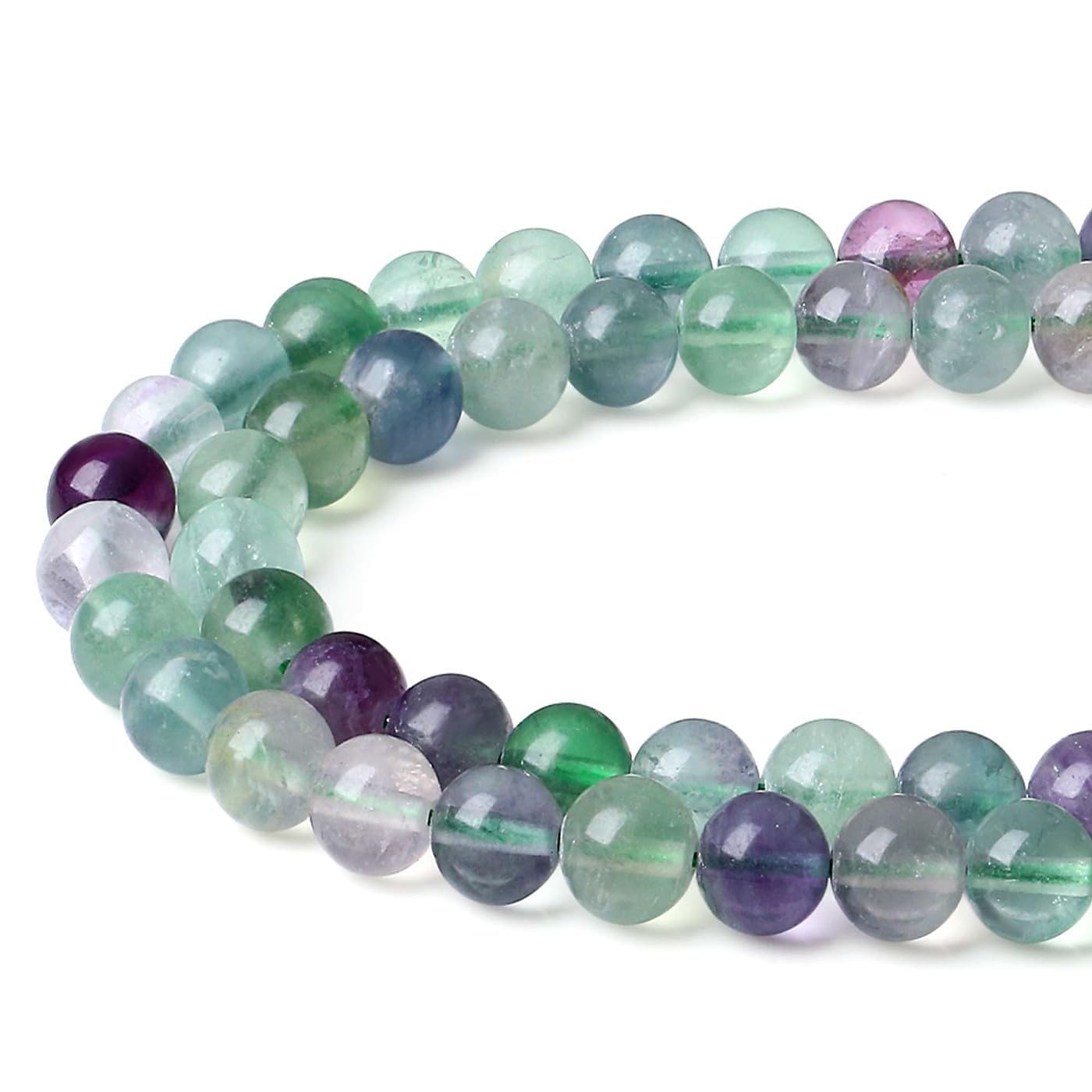 XIANNVXI 8mm Round Loose Fluorite Beads for Jewelry Making Stone Gemstone Beads for Crafting 47 Pcs — image 1