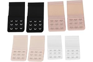 SENECESLI Womens Bra Extension Strap 3 Row Bra Extender Stretchy Band Set of 8 Black/White/Khaki for Size Adjustment and Comf