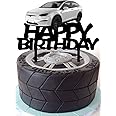 Electric Car Cake Topper Electric SUV Happy Birthday Cake Topper for Car Theme Birthday Party Decorations