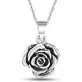 AeraVida Beautiful Blooming Rose .925 Sterling Silver Pendant Necklace | Elegant Floral Rose Pendant for Women | Classic Jewelry Gift