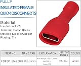 Heschen Red 6.3x0.8mm Vinyl Female Quick Disconnect Terminals 22-16 AWG 100 Pack view 4