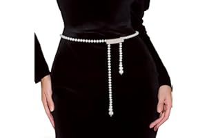 Wriidy Pearl Belt White Women Wasit Chain Adjustable Plus Size Belts Body Accessories for Dress