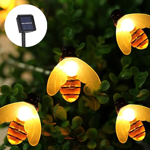Solar String Lights, Goodia 30 Led Bumble Bee Shape Solar Powered Lights for Garden Summer Decoration (Warm White)