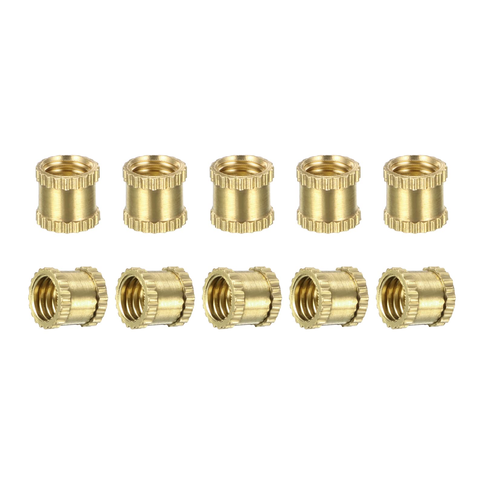 DTGN M5x6x6.4mm(IDxLxOD) Knurled Insert Nuts - 200 Pack - Good for Plastic Shells - Brass Female Thread Heat Set Inserts Embedment Nut