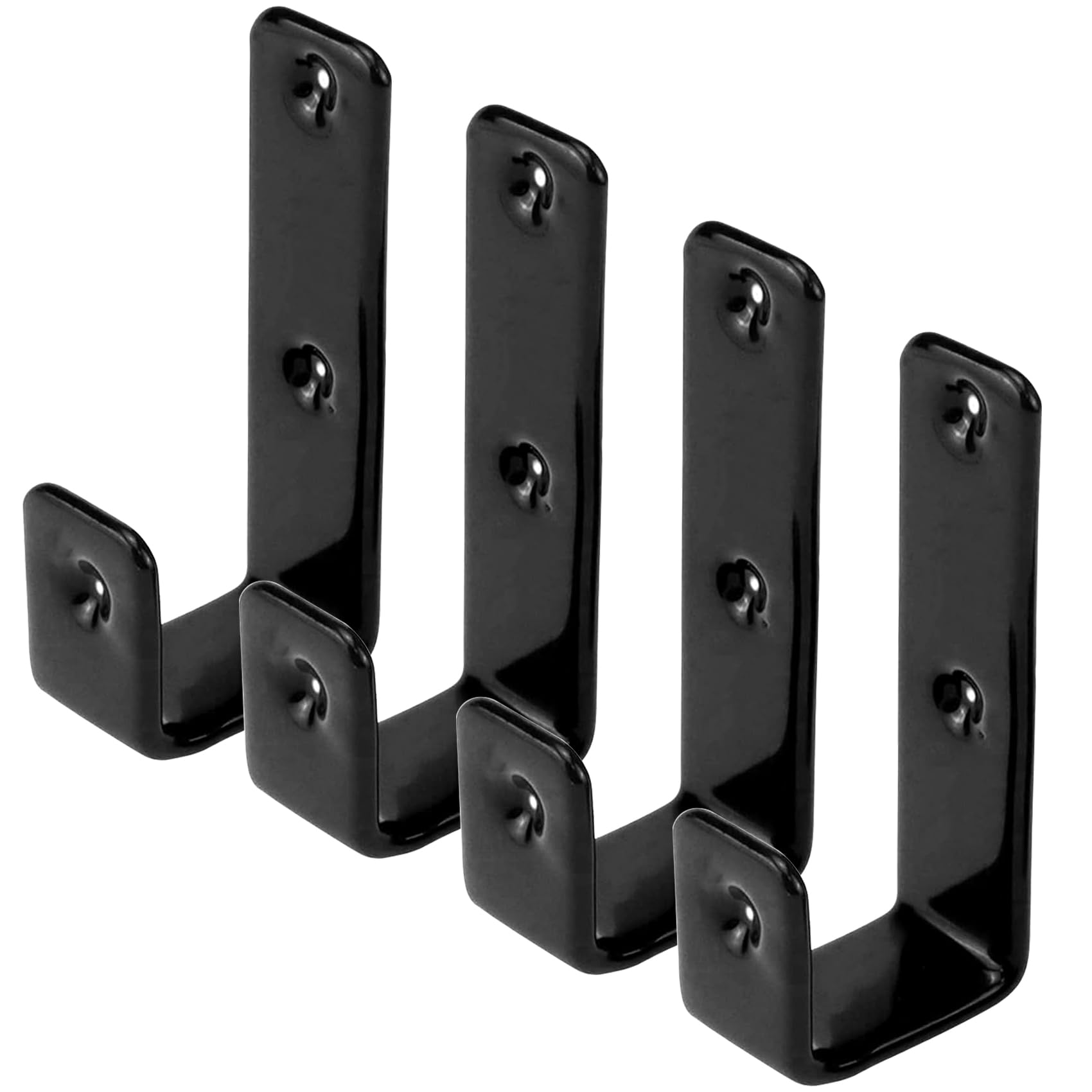 Photo 1 of Coshar Heavy Duty Hook Bracket Coated Stainless Steel J Hooks 1-Inch Inner Bunk Bed Ladder Hook Hardware for Bed Decor, Garage Storage, Cable Tool Organization - 4Pcs Black