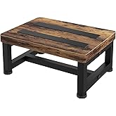 Wooden Step Stools for Adults Kids with Non-Slip Rubber Feet, Heavy Duty Stepping Stools with 500-LBS Capacity for Bedroom Kitchen Bathroom, Bed Steps for High Beds, Easy to Assemble, Rustic Brown