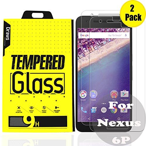 Draws 2.5 D Round Edge Ultrathin HD 9H Hardness Scratch Proof Bubble Free Nexus 6p Tempered Glass Screen Protector (Pack of 2)