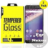 Draws 2.5 D Round Edge Ultrathin HD 9H Hardness Scratch Proof Bubble Free Nexus 6p Tempered Glass Screen Protector (Pack of 2)