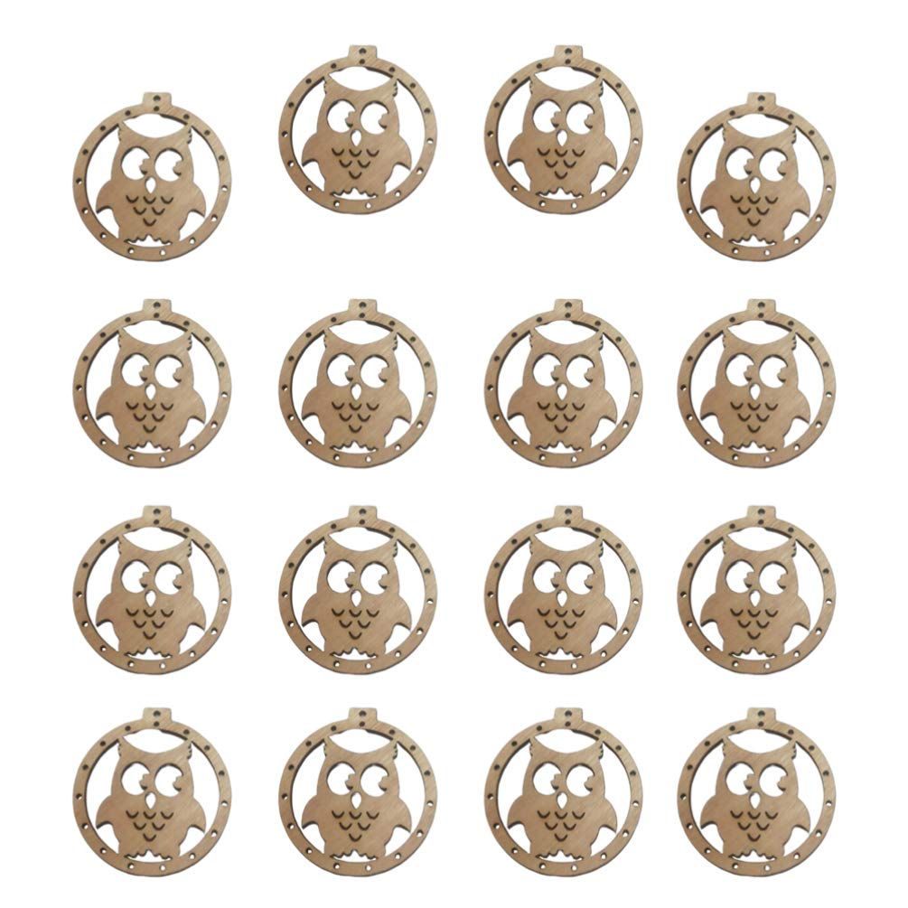 Amosfun 20pcs Wooden Christmas Tree Decorations Ornaments Wood owl Shapes Cutouts Christmas DIY Craft Embellishments