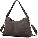 DONNAIN Suede Leather Crossbody Bags for Women, Slouchy Suede Shoulder Bag with Adjustable Wide Strap and Tote Handbag
