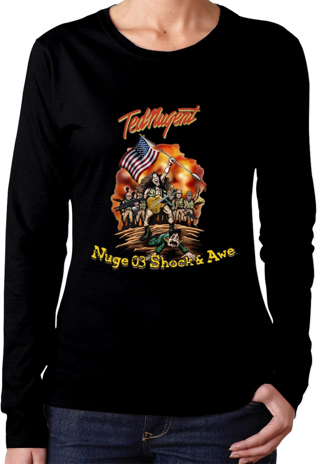 Amazon.com: Ted Nugent T Shirts Woman Long Sleeve Cotton Shirt Sport O-Neck Top: Clothing