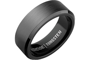 The Ridge Tungsten Rings For Men - Mens Wedding Band - Strong, Durable, and Scratch-Resistant Beveled Ring With Silicone Band