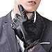 Mens Luxury Touchscreen Italian Nappa Genuine Leather Winter Warm Gloves for Texting Driving Cashmere Lining Blend Cuff (L-8.9'', Black)