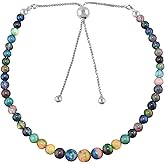 OdrillionGems Natural Ethiopian Opal Bolo Bracelet, 925 Sterling Silver, October Birthstone, Round Plain Gemstone, Healing Crystal Bead, Rhodium Plated, Handmade Slider Chain, Women Jewelry, Christmas Gift 10inch