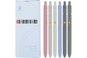 Ddaowanx Gel Pens, 0.5mm Fine Point Quick Dry Blue Ink Pens Retractable, Cute Colorful Barrel Smooth Writing Pen, Aesthetics Gifts for Women Men (6 Pcs-Blue Ink)