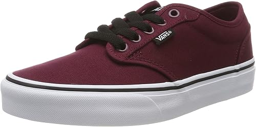 white and red low top vans