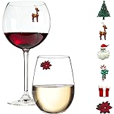 Simply Charmed Christmas Wine Glass Charms - Set of 6 Magnetic Drink Markers Great for Stemless Glasses - Winter Holiday Hostess Gift