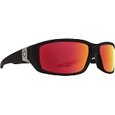 Spy Optic Dirty Mo Sunglasses for Men and for Women | Polarized Styles Available | Shatter Resistant Lenses | Patented Happy Lens Tech (Matte Black - Happy Rose w/Red Spectra Mirror)
