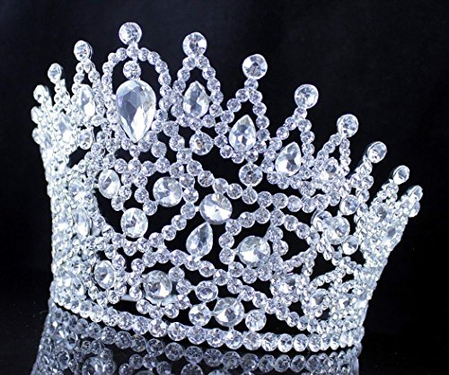 Janefashions SEXY BEAUTY QUEEN CRYSTAL RHINESTONE TIARA CROWN HAIR COMBS PAGEANT T2178 SILVER