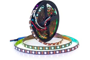 BTF-LIGHTING WS2812B RGB ECO LED Strip, Chasing Effects 5050SMD Individually Addressable 16.4FT 60Pixels/m 300Pixels Flexible Dream Color IP30 for Bedroom DIY Projects DC5V(No Adapter or Controller)