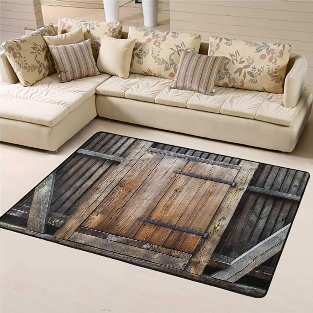 Area Rug Antique, Rustic Rural Wood Door Super Soft Area Rug Carpet for Children Home Decorate 5 x 8 Feet