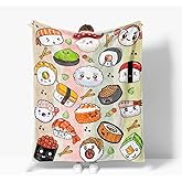 Sushi Themed Blanket Gifts for Kids Boys Girls Men Women Adults,Cartoon Japanese Food Fleece Soft Throw Blanket for Couch Chair Bed Sofa 40"X50"(Sushi)