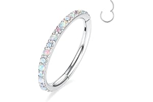 GAGABODY 20G 18G 16G 14G 6mm-12mm 316L Surgical Steel Piercing Jewelry Hinged Seamless Earrings Clicker Hoop Piercing Rings for Cartilage Helix Rook Septum Daith Tragus Lobe CZ/Opal/Shell/Turquoise