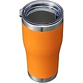 HASLE OUTFITTERS 20 oz Tumbler Bulk, Stainless Steel Tumblers with Lid, Vacuum Insulated Tumbler, Double Wall Powder Coated Cup, coffee mugs, Orange, 1 Pack