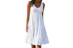 FAVIPT Summer Dresses for Women 2024,Vacation Trendy Sleeveless Short Dresses Plus Size Casual A Line Mini Beach Dresses