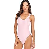 YELAIVP Women's Retro Scoop Neck Padded One Piece Swimsuits High Cut Low Back Bathing Suits Swimwear