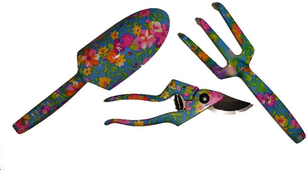 MOTHER'S DAY GIFTS - HIGH QUALITY 3 PIECE FLORAL GARDEN HAND TOOLS CULTIVATOR SPADE PRUNER - WITH FREE TOOL BELT {jg} Great for mom, dad, sister, brother, grandparents, aunt, uncle, cousin, grandchildren, grandma, grandpa, wife, husband, relatives.