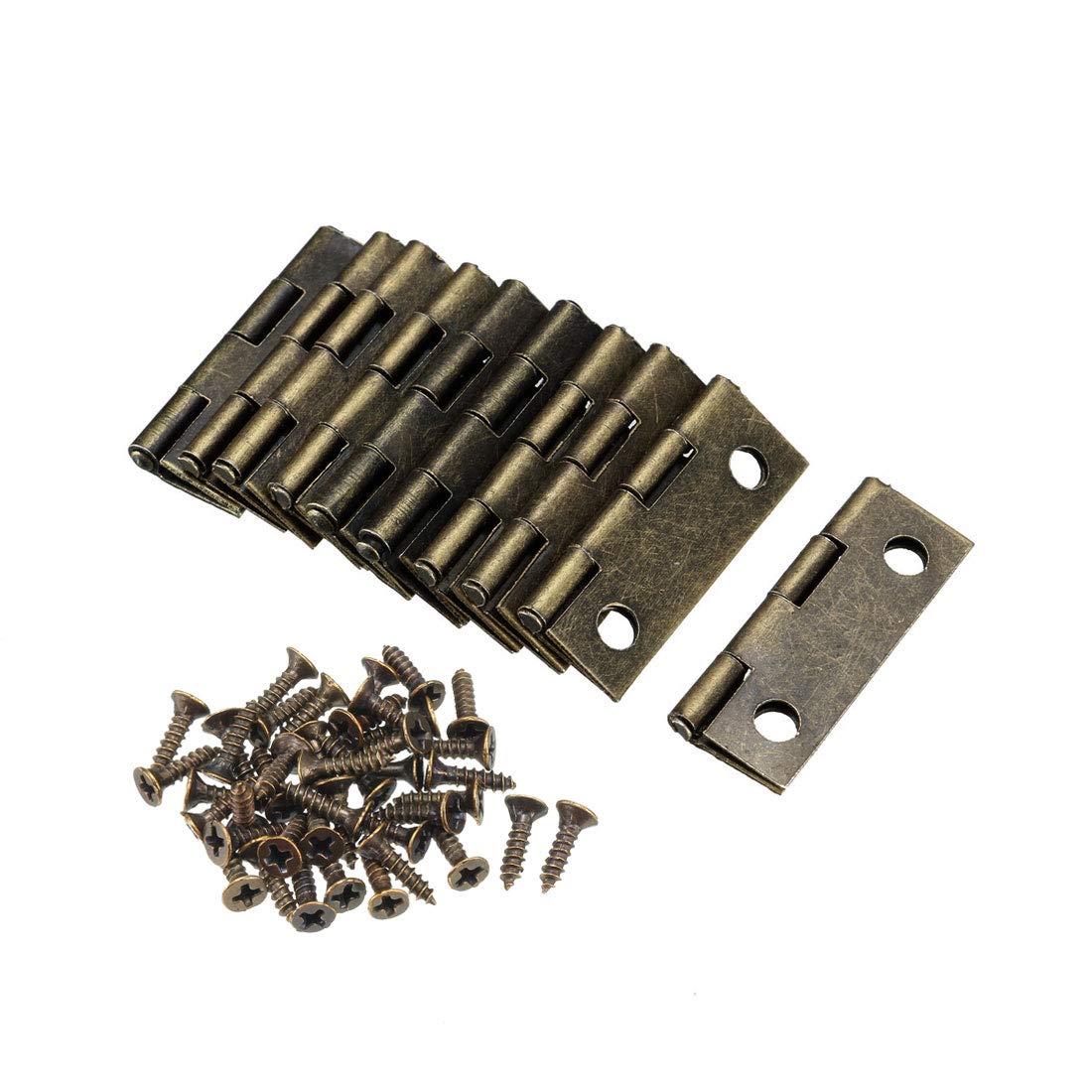 sourcing map 0.98" Antique Bronze Hinges Retro Mini Hinge Replacement 10pcs