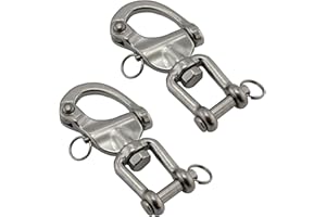 NRC&XRC Pair Jaw Swivel Snap Shackle 316 Stainless Steel for Sailboat Spinnaker Halyard &Diving