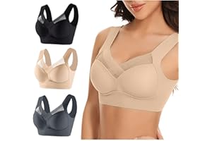 anuyalue Wireless Bras for Women Full-Coverage Push Up Underwear for Small to Plus Size Everyday Wear 3 Pc Sports Bra
