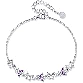 HKPATOP Butterfly Bracelet for Women 925 Sterling Silver Elegant Zircon Charm Bracelet Jewelry Gift for Wife Mom Birthday