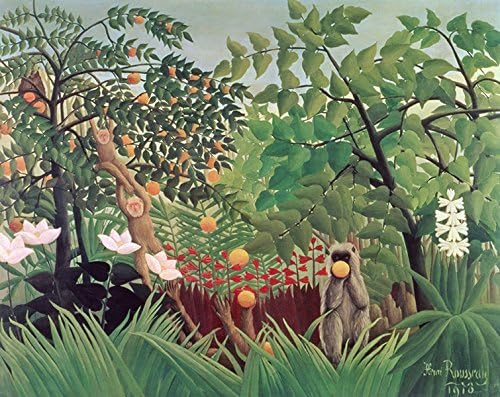 Spiffing Prints Henri Rousseau - Rousseau Exotic Landscape Vintage Fine Art Print - Extra Large Vintage Wall Art Poster Picture Giclee Artwork Modern Contemporary & Fine Art Print