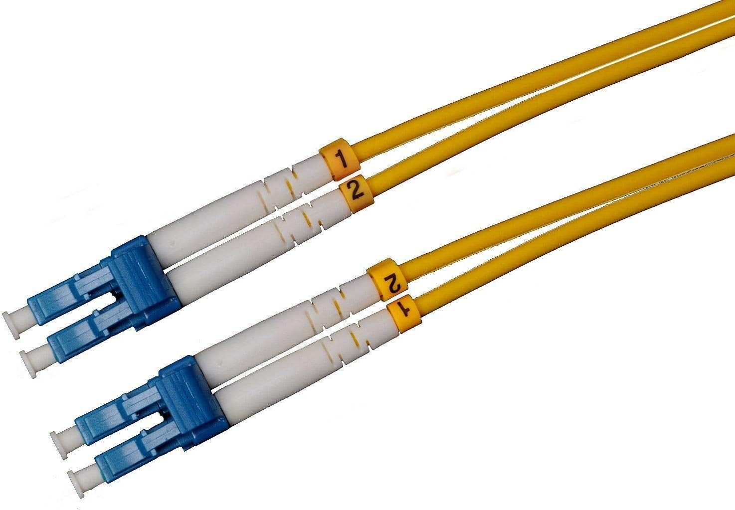 CONBIC LWL fiber optic cable - 1m OS2 yellow, E2000/APC to LC/UPC connector, duplex 9/125 patch cable - fiber optic cable 1 meter - Image 4