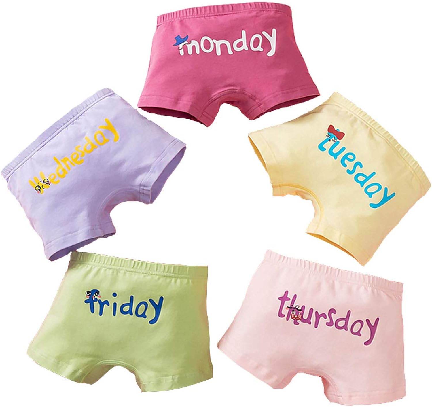 Girls Boxer Briefs Kids Underwear 5Piece Snug Fit Cotton