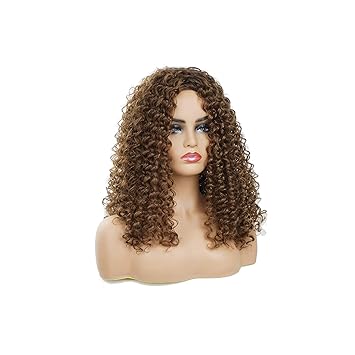 Amazon Com Long Curly Golden Synthetic Wigs Heat Tracing 20inch