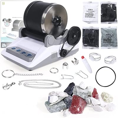 abbcoert Professional Rock Tumbler Kit with 7 Day Timer, 2 Belts, Grit Set