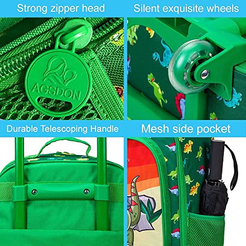 Kids Suitcase for Boys, Dinosaur Rolling Travel Carry on Luggage for