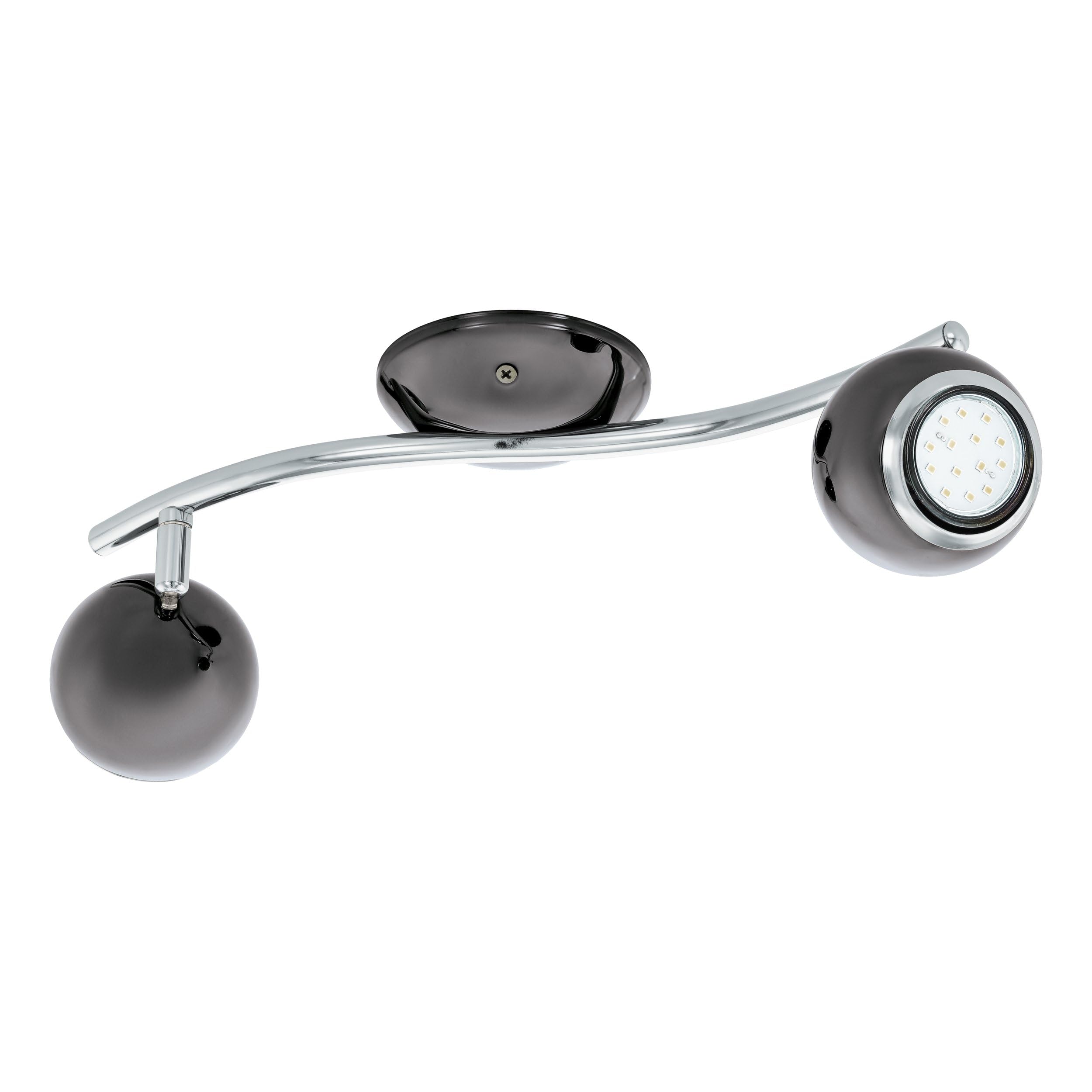Eglo LED Ceiling Light Bimeda, 2-Flame Ceiling lamp, Metal Spotlight in Nickel-Black and Chrome, Living Room Light, Spots Including GU10 Bulbs, Warm White