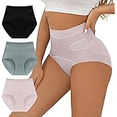 FallSweet No Show Tummy Control Underwear for Women High Waisted Panties Comfy Briefs Pack